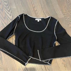 EUC, Wild Honey black waffle knit long sleeve T-shirt